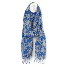 Royal Blue Cherry Blossom Print Scarf by Peace of Mind